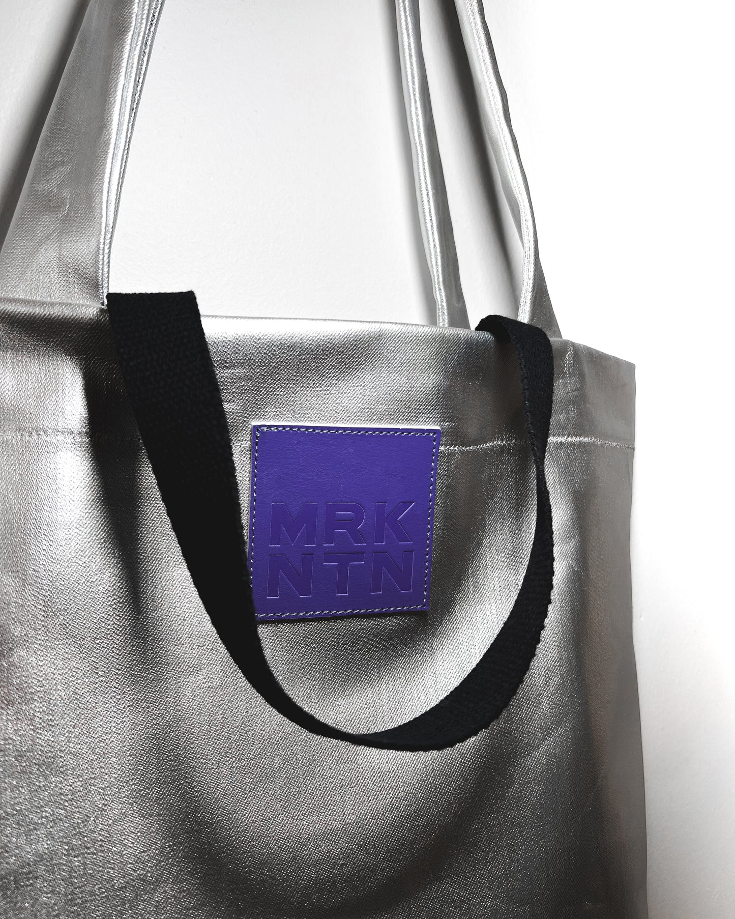 Silver Denim Tote Bag