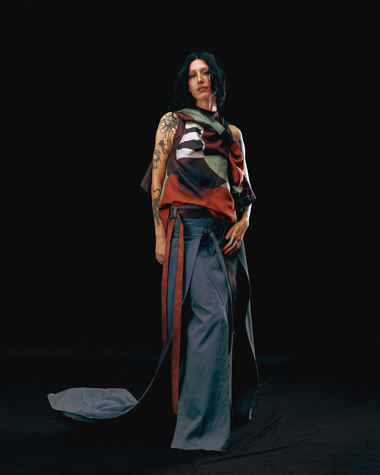 Ran draped silk top